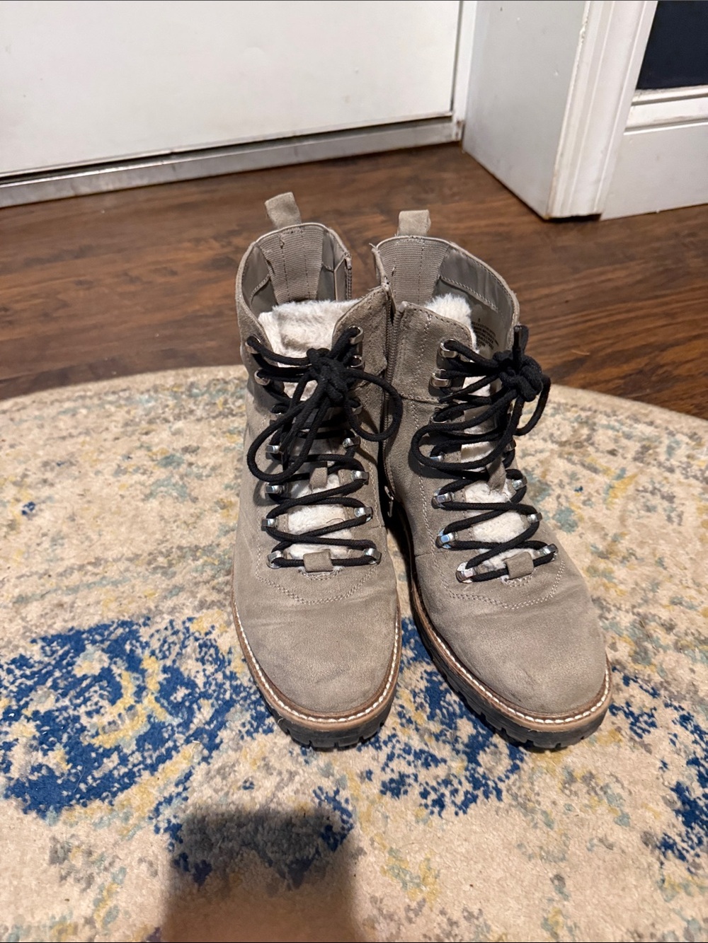 a new day Taupe Suede Combat Boots with Black Laces